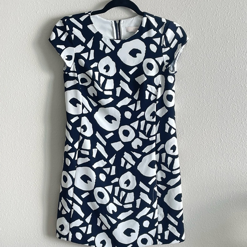 Black and white shift dress